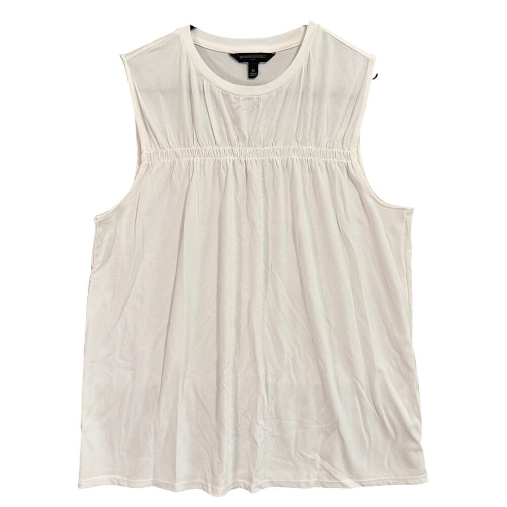 Banana Republic Womens Blouse Off White Tank Sleeveless Flowy Stretch Medium